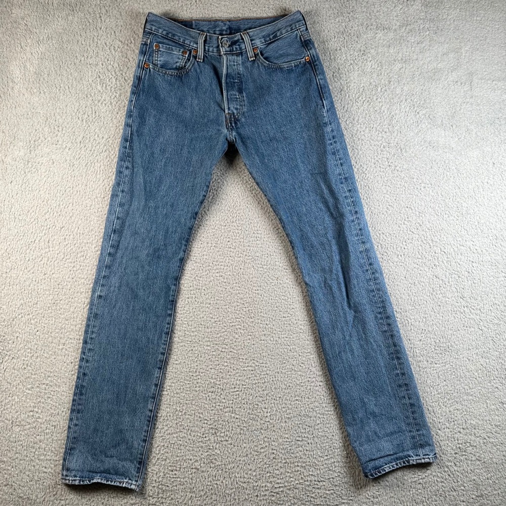 Levis 501 Original Fit Mens Blue Straight Leg Denim Jeans W29 L34 Medium Wash